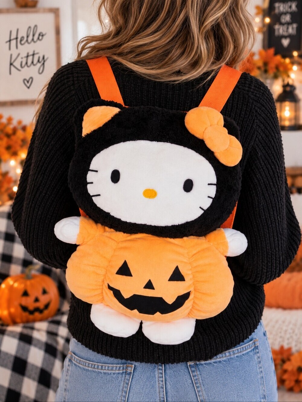 Sanrio Hello Kitty Halloween Pumpkin Costume Plush Stuffed Animal Backpack 2024